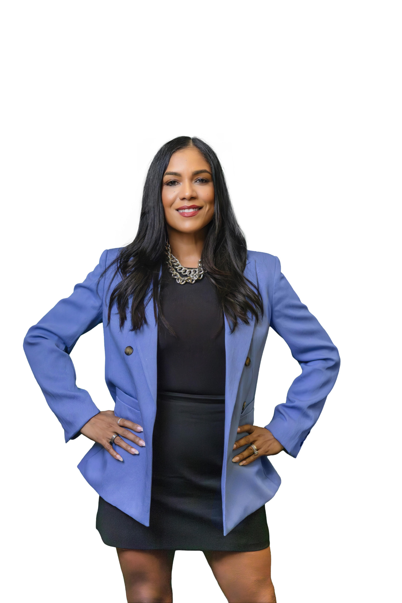 Alexandra Silva Labarr, EMERGE Summit featured speaker, smiling in a blue blazer